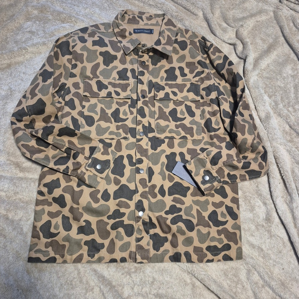 Trinity Coast Mens Camo Shirt Jacket Duck Hunter 100% Cotton DKOL243132 NWT